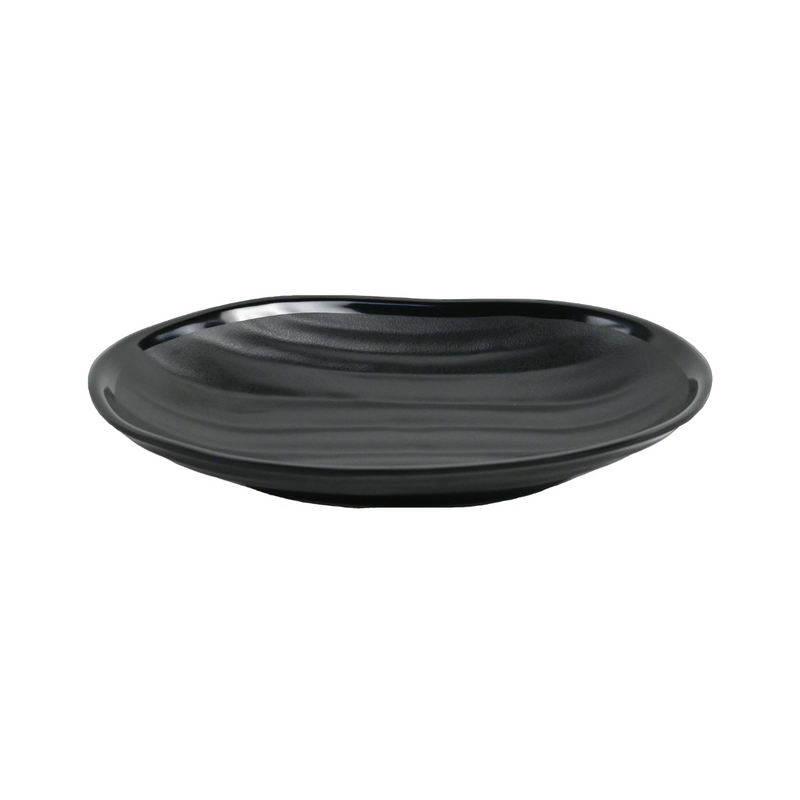 Vague Black Textured Melamine Oval Bowl