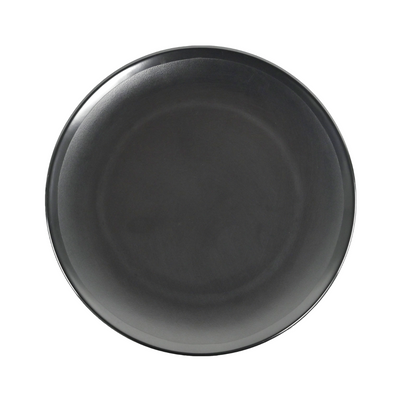 Vague Black Textured Melamine Round Meat Plate