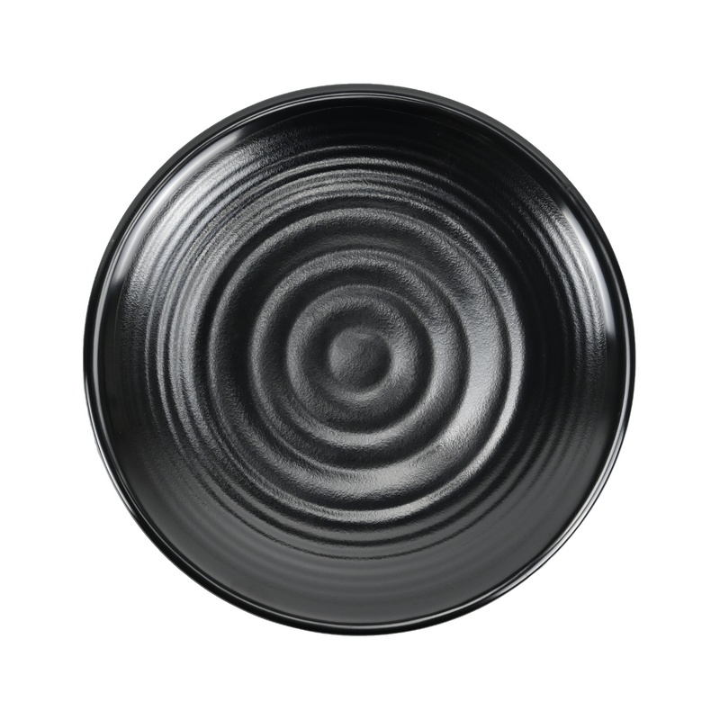 Vague Black Textured Melamine Round Spiral Plate