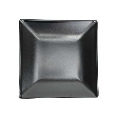 Vague Black Textured Melamine Square Plate