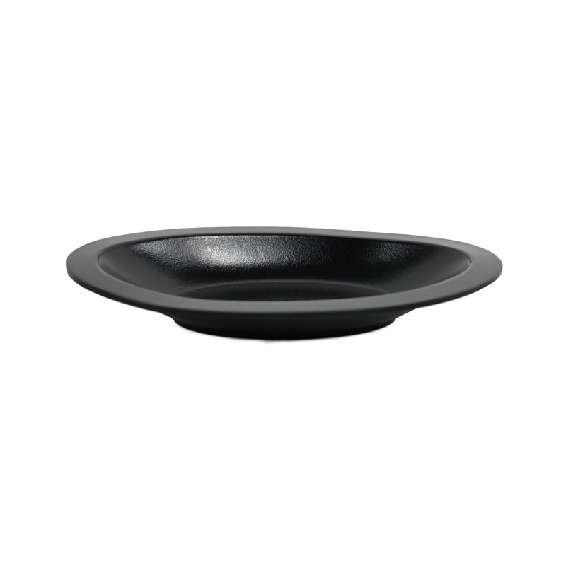 Vague Black Textured Melamine Oval Dish 7.2"