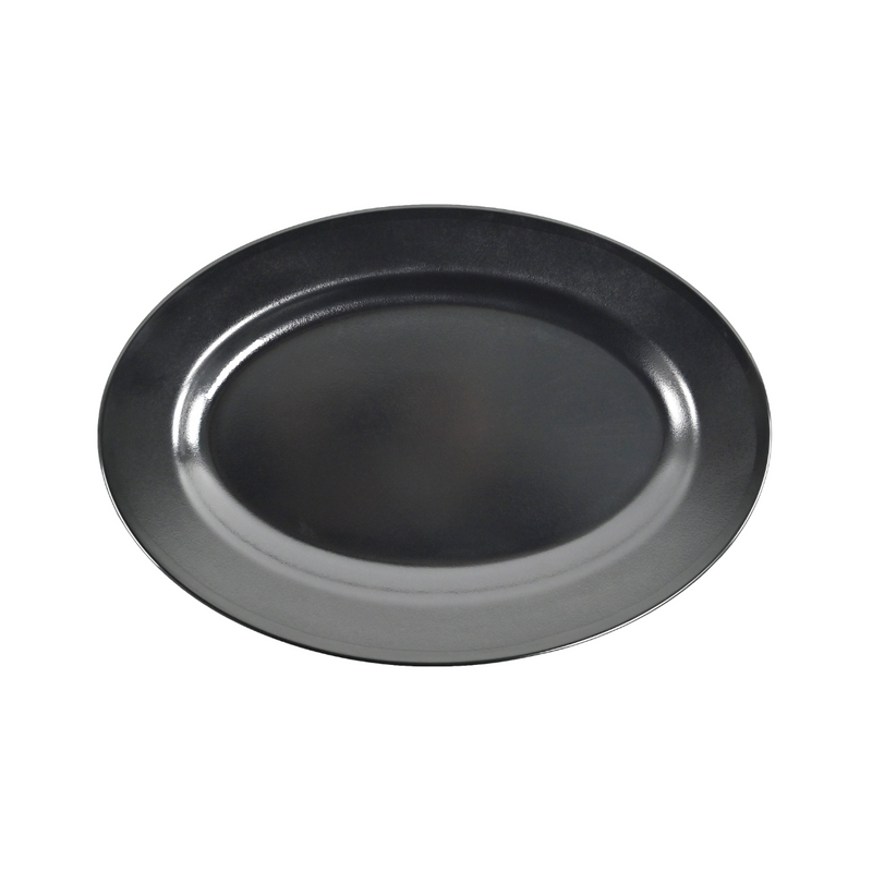 Vague Black Textured Melamine Round Deep Plate