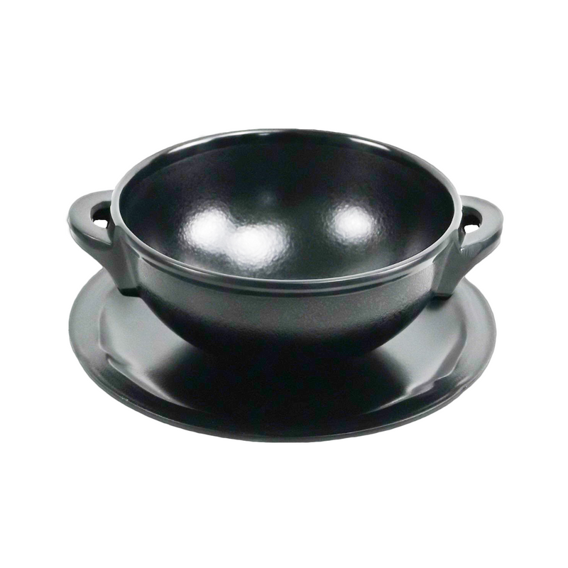 Vague Black Textured Melaminee Soup Bowl With Saucers Sets 4.25"