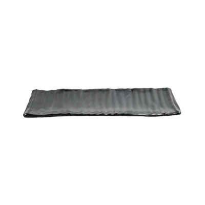 Vague Black Textured Melamine Rectangular Wavy Platter