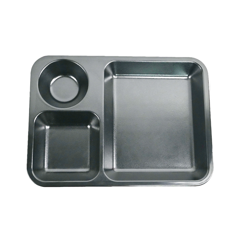 Vague Black Textured Melamine Square Divided Serving Tray 13.25"