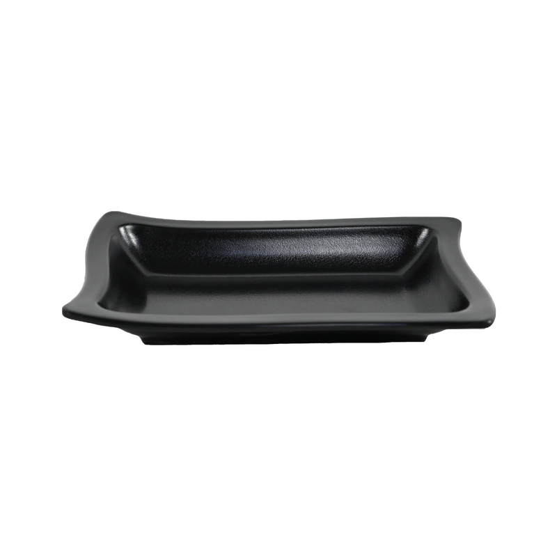 Vague Black Textured Melamine Rectangular Edge Plate