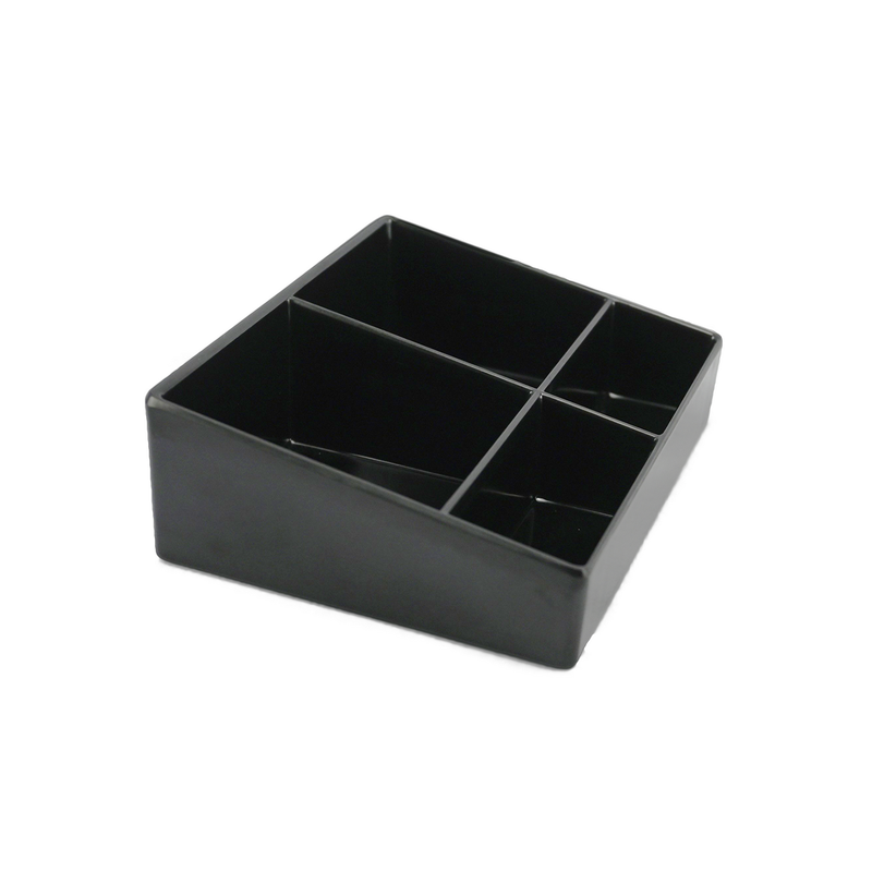 Vague Black Melamine Tea Box with 4 Compartments 15.2 x 11.5 x 4.8 cm - Al Makaan Store