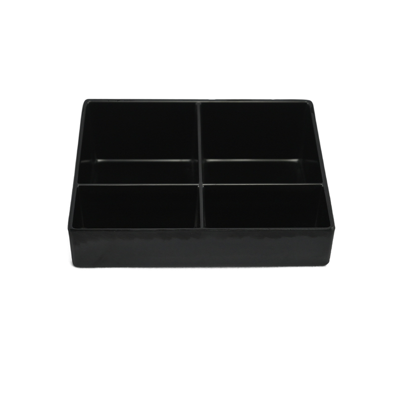 Vague Black Melamine Tea Box with 4 Compartments 15.2 x 11.5 x 4.8 cm - Al Makaan Store