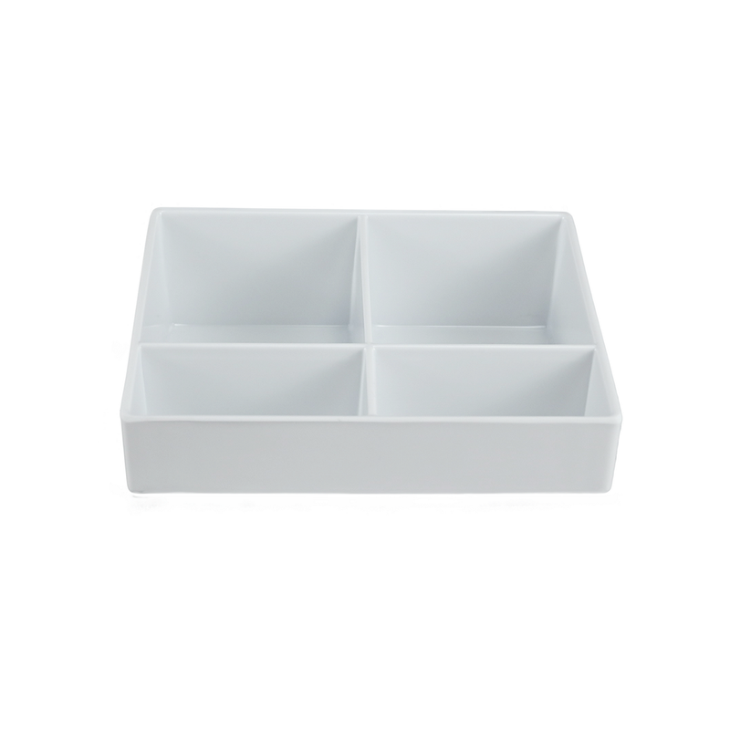 Vague Black Melamine Tea Box with 4 Compartments 15.2 x 11.5 x 4.8 cm - Al Makaan Store