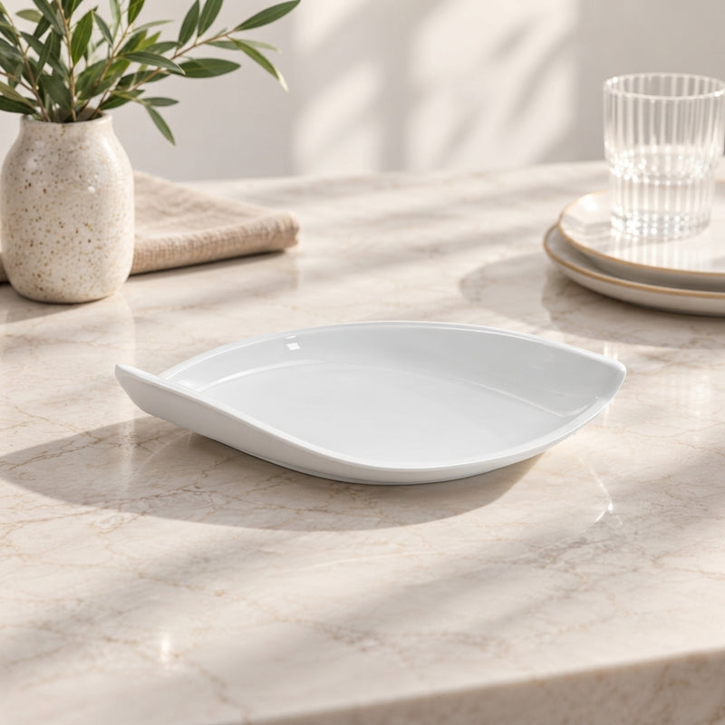 Vague Melamine White Boat Plate