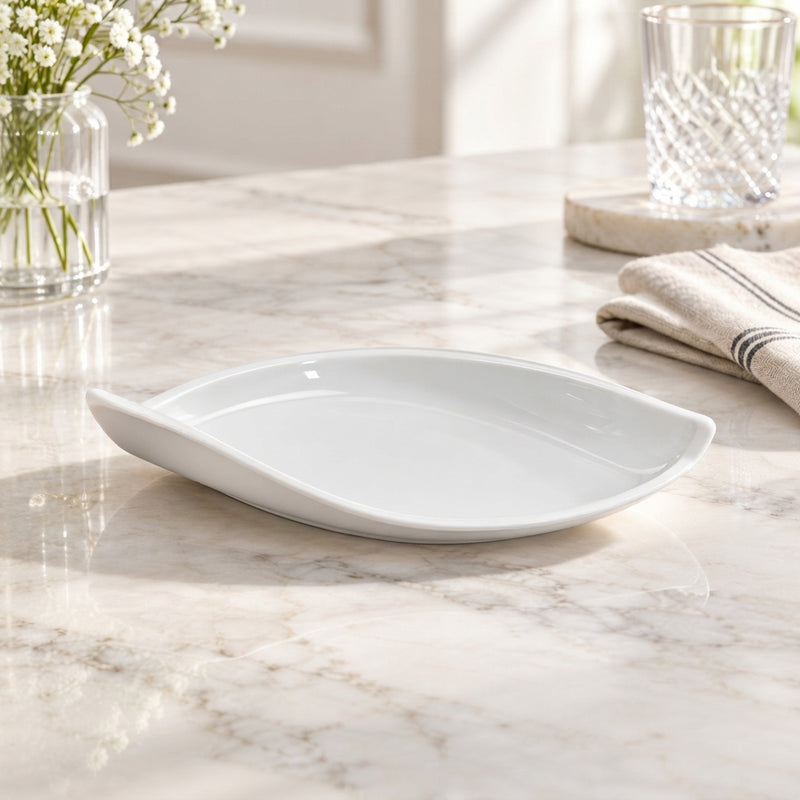 Vague Melamine White Boat Plate
