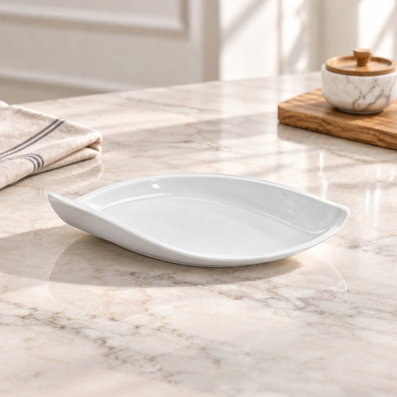 Vague Melamine White Boat Plate