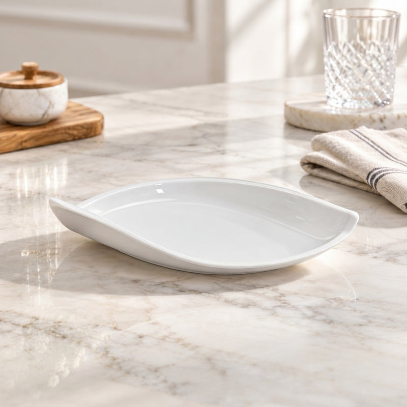 Vague Melamine White Boat Plate