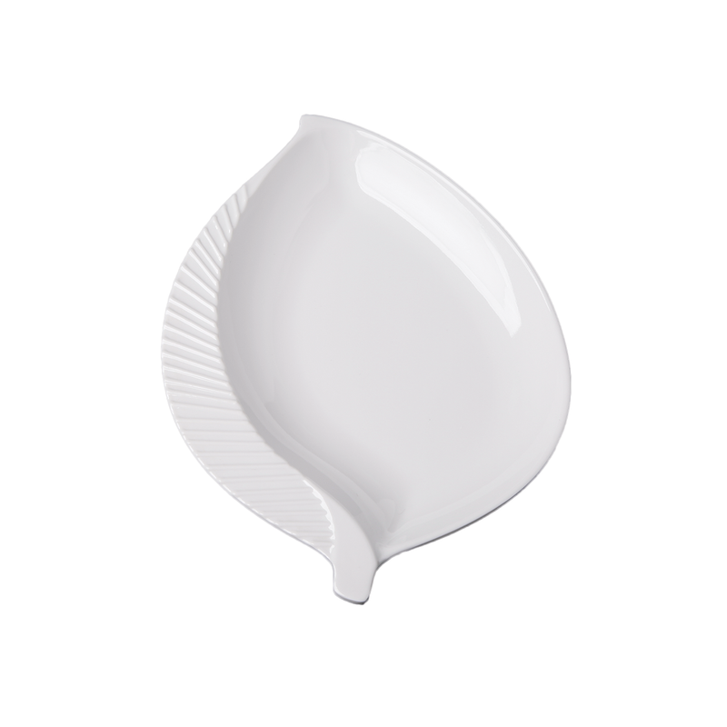 Vague Melamine White Leaf Plate - Al Makaan Store