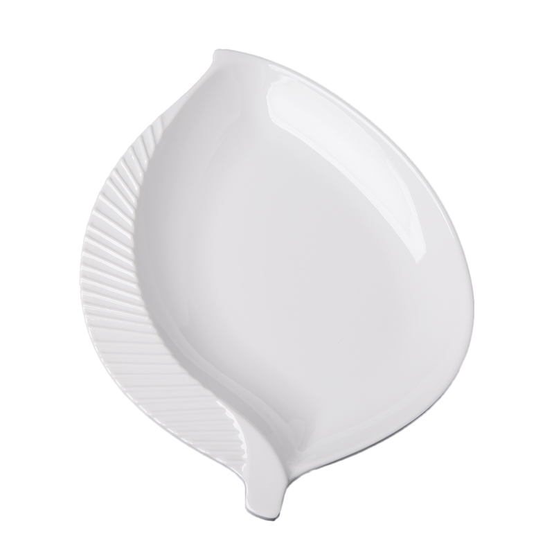 Vague Melamine White Leaf Plate - Al Makaan Store