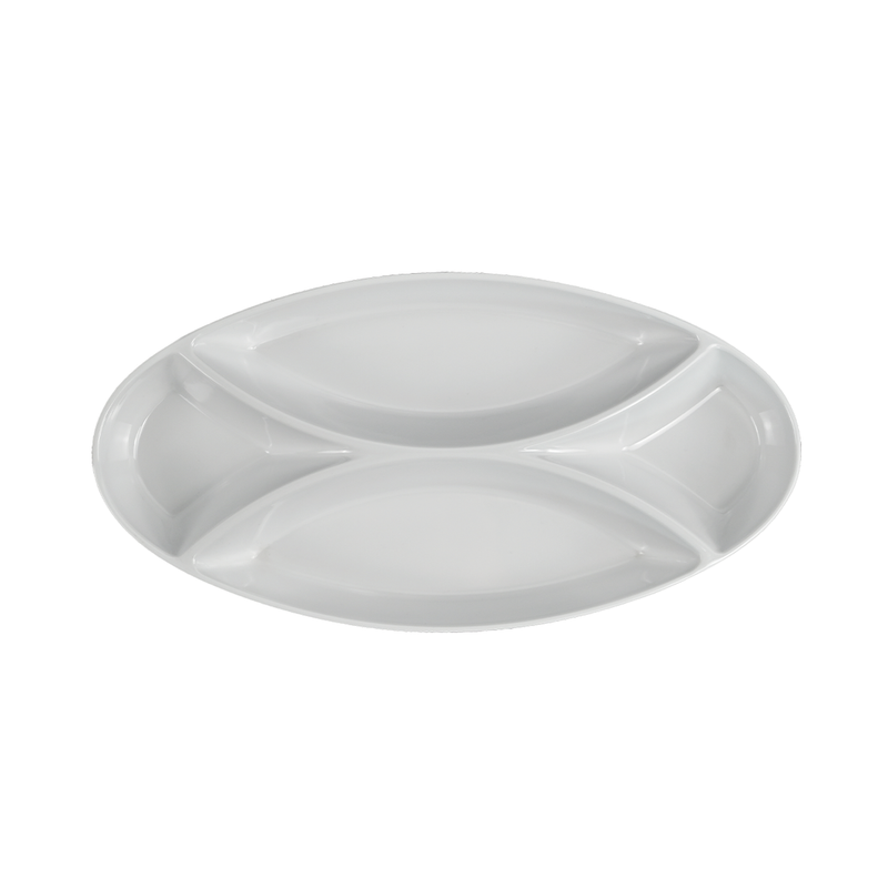 Vague Melamine White Oval Divided Plate - Al Makaan Store