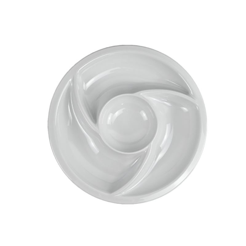 Vague Melamine White Round Divided Plate 9.75” - Al Makaan Store