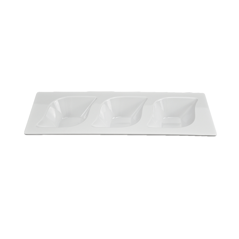 Vague Melamine White Rectangle Divided Plate 11” - Al Makaan Store