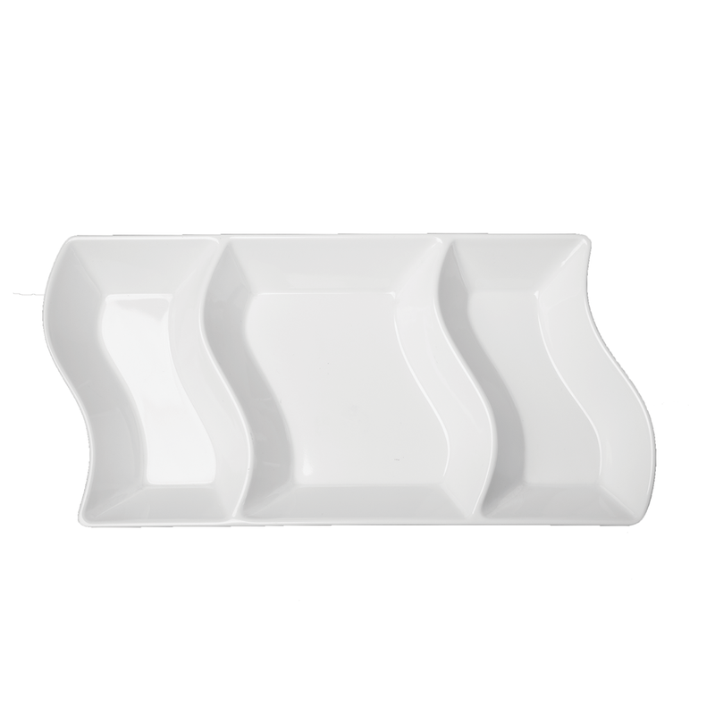 Vague Melamine White Three Compartment Plate 5” - Al Makaan Store