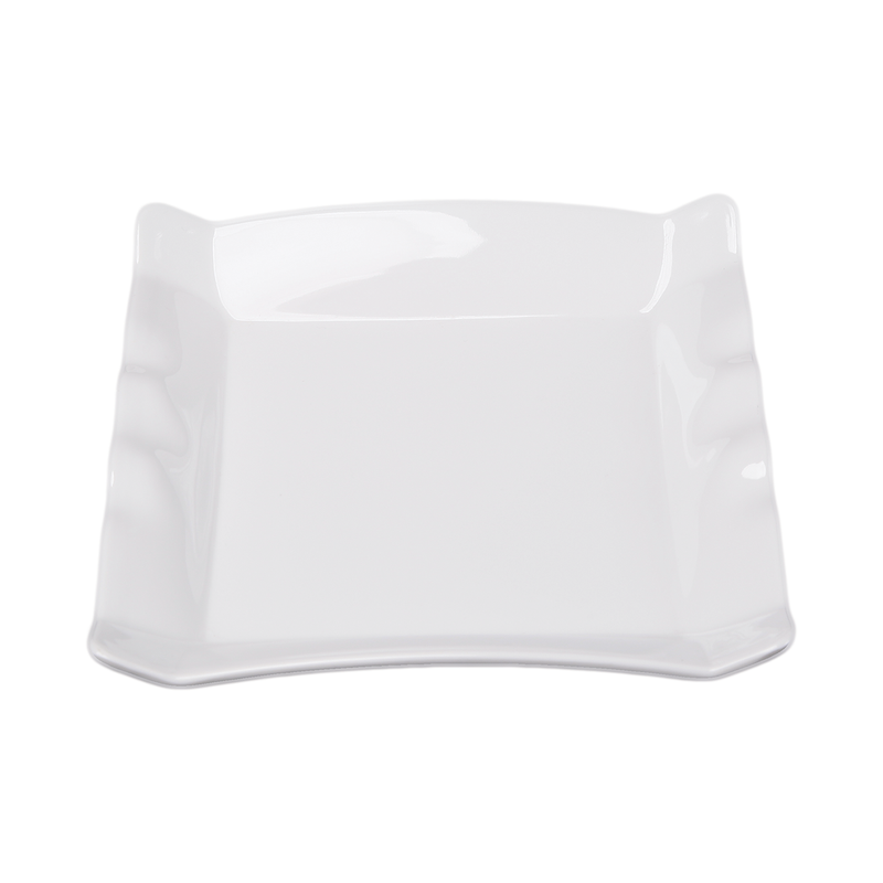Vague Melamine White Square Plate wih Wavy Edges - Al Makaan Store