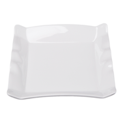 Vague Melamine White Square Plate wih Wavy Edges - Al Makaan Store