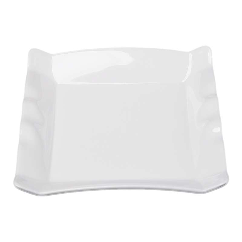Vague Melamine White Square Plate wih Wavy Edges - Al Makaan Store