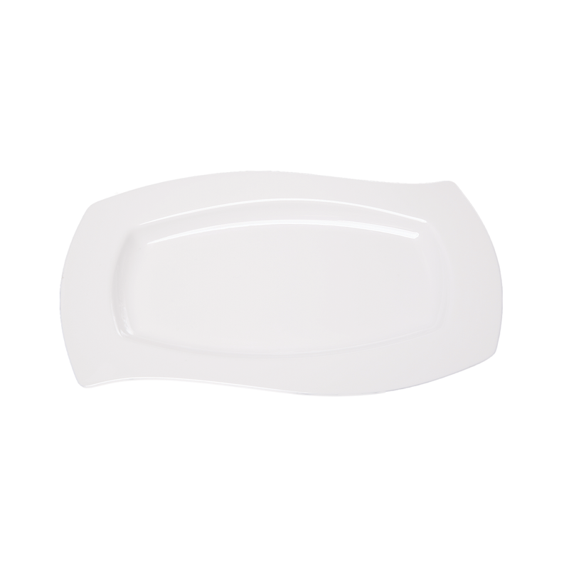 Vague Melamine White Rectangular Wavy Plate - Al Makaan Store