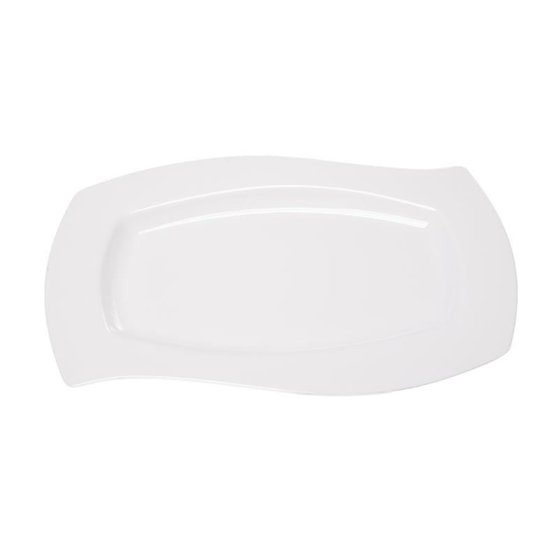 Vague Melamine White Rectangular Wavy Plate - Al Makaan Store