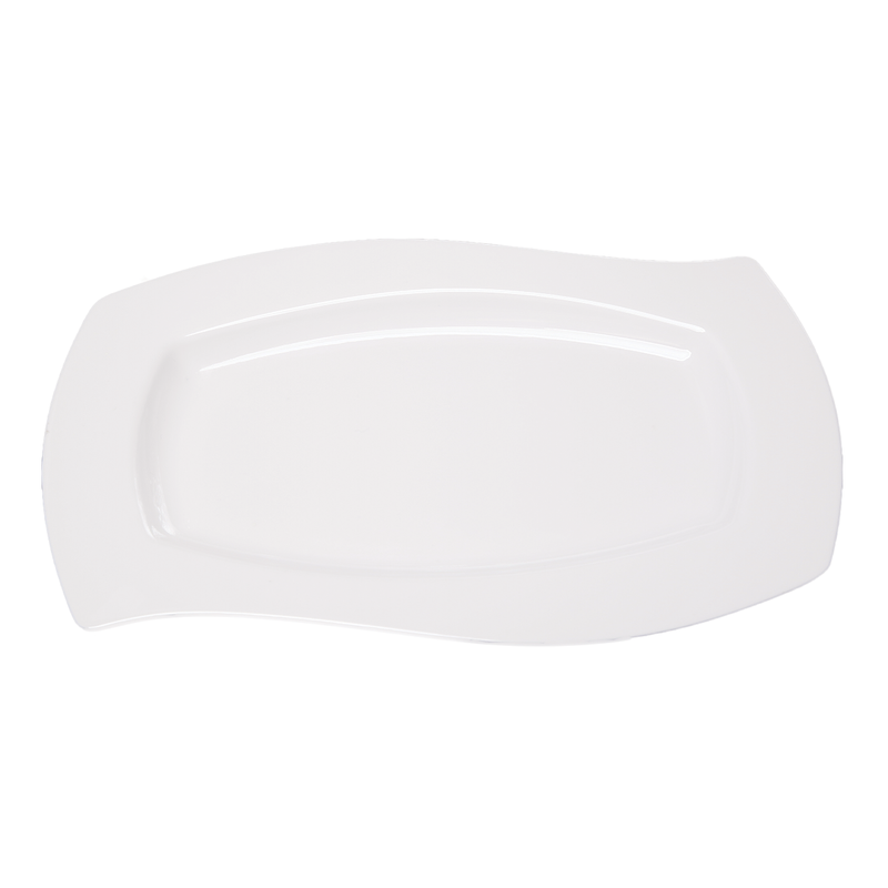 Vague Melamine White Rectangular Wavy Plate - Al Makaan Store