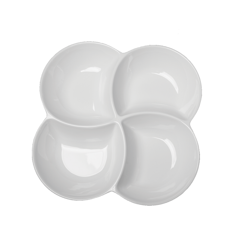 Vague Melamine White Four Compartment Plate 8.75” - Al Makaan Store