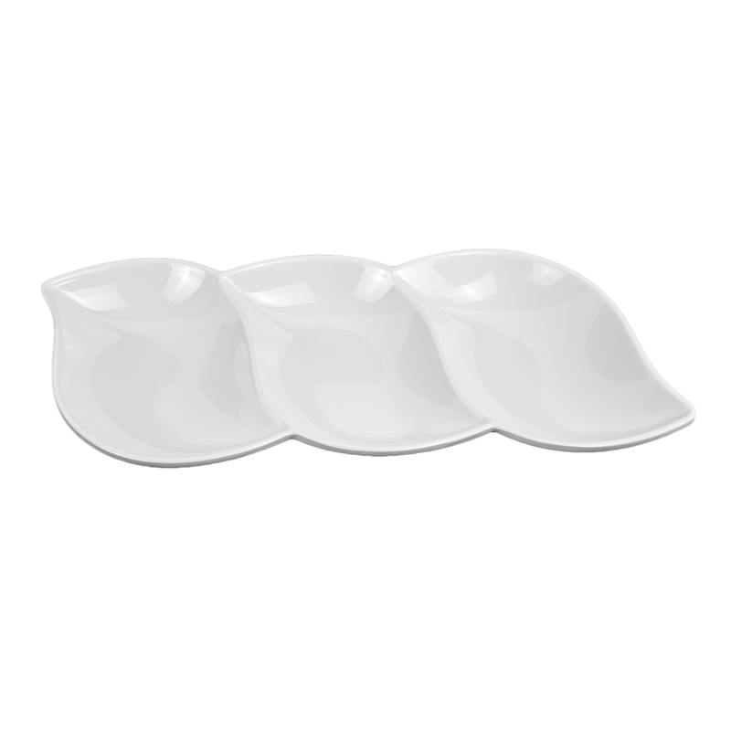 Vague Melamine White Three Compartment Plate 14” - Al Makaan Store