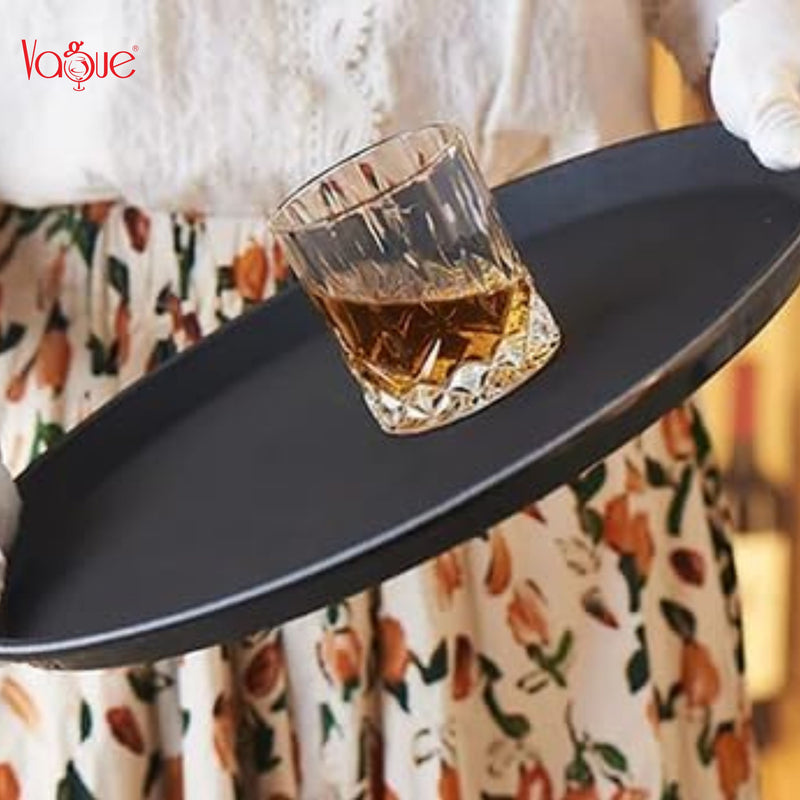 Vague Oval Non Slip Plastic Tray with Rubber