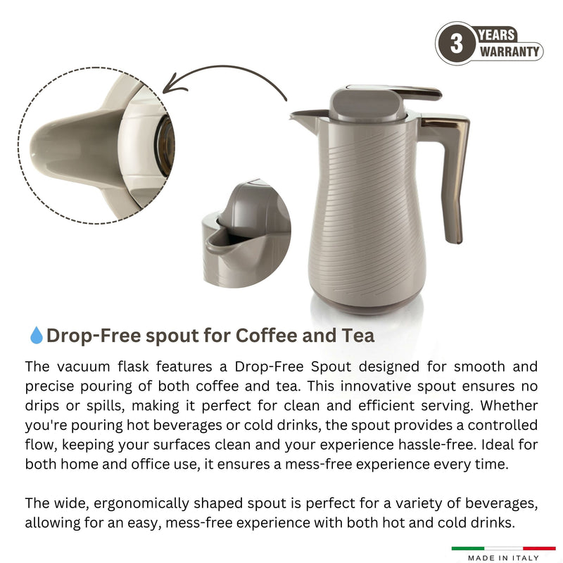 Via Veneto Safari Hazelnut Tea & Coffee Vacuum Flask 700 ml & 1 Liter