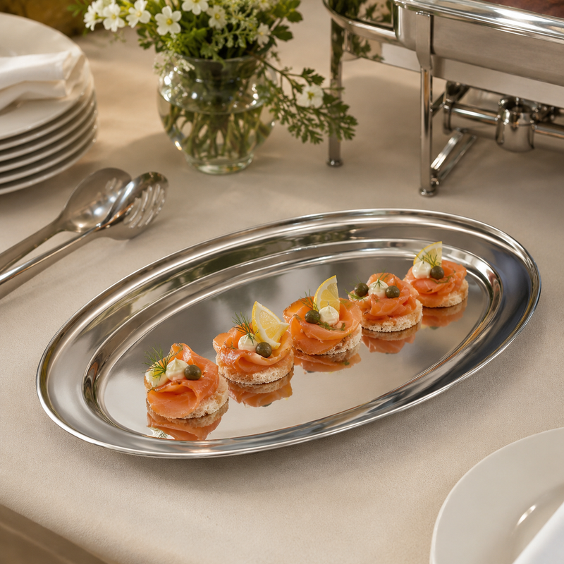 Stainless Steel Buffet Oval Tray- Al Makaan Store