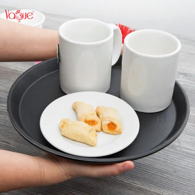 Vague Round Non Slip Plastic Tray with Rubber