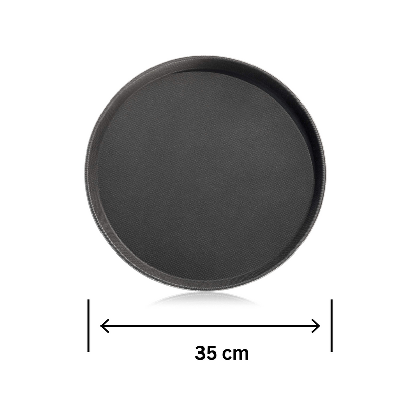 Vague Round Non Slip Plastic Tray with Rubber