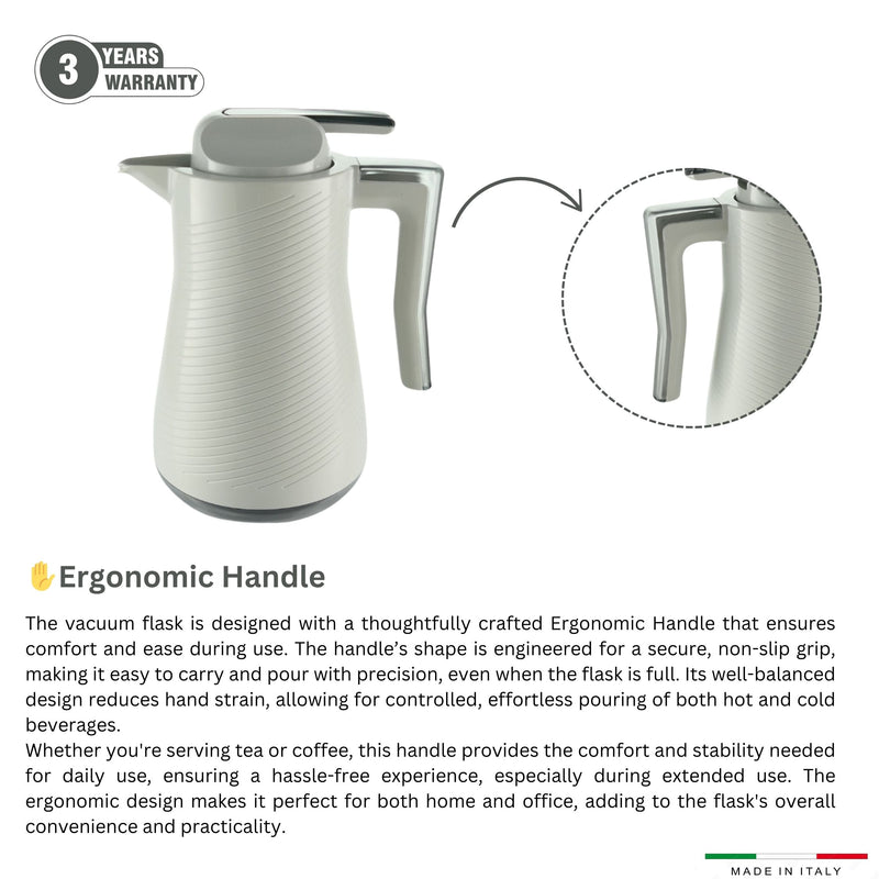 Via Veneto Safari Pearl Grey Tea & Coffee Vacuum Flask 700 ml & 1 Liter