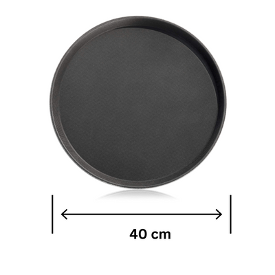 Vague Round Non Slip Plastic Tray with Rubber