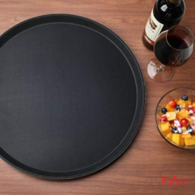 Vague Round Non Slip Plastic Tray with Rubber