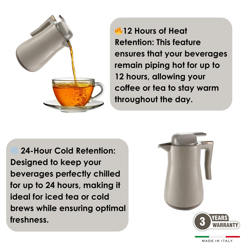 Via Veneto Safari Hazelnut Tea & Coffee Vacuum Flask 700 ml & 1 Liter