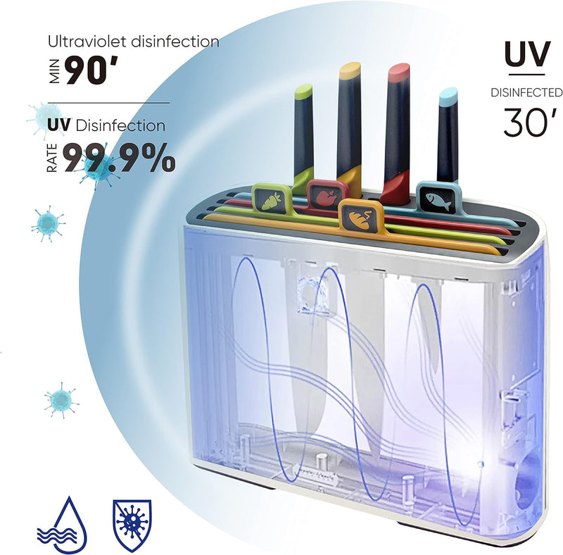 Smart Chopping Board and Knife Set With UV Disinfect Holder - Al Makaan Store