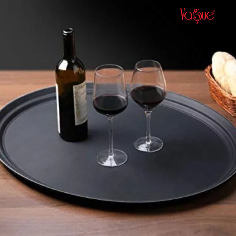 Vague Oval Non Slip Plastic Tray with Rubber