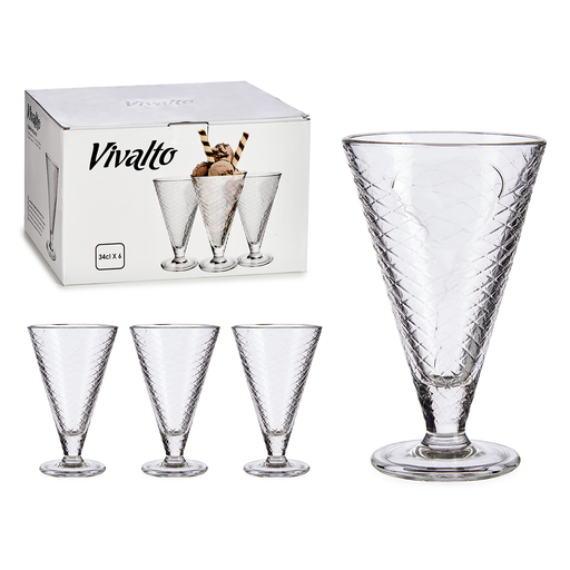 Vivalto 6 Piece Ice Cream Glass Conical High 300 ml Set - Al Makaan Store