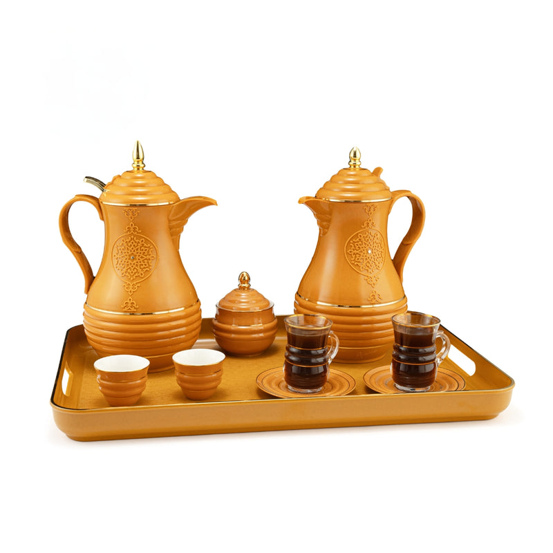 Elegant Artivira Arabic Coffee & Tea Serving Set - 12-Piece Premium Dallah Collection with Cups, and Tray