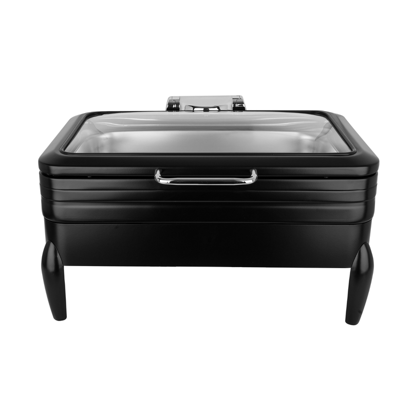 Vague Stainless Steel Rectangular Full Chafing Dish with Glass Window 9 Liter