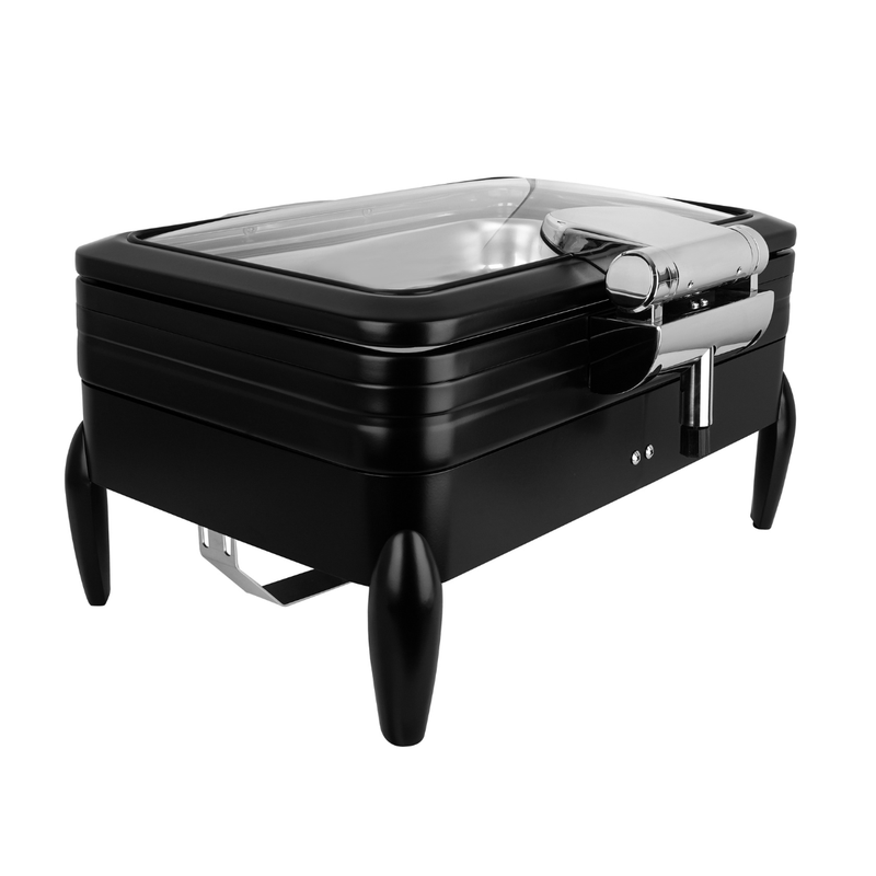 Vague Stainless Steel Rectangular Full Chafing Dish with Glass Window 9 Liter