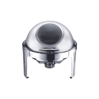 Vague Stainless Steel Round Chafing Dish 6 Liter with Glass Windor and Fuel Holder - Al Makaan Store