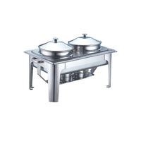 Vague Stainless Steel Double Soup Station 4.5 Liter with Fuel Holder - Al Makaan Store