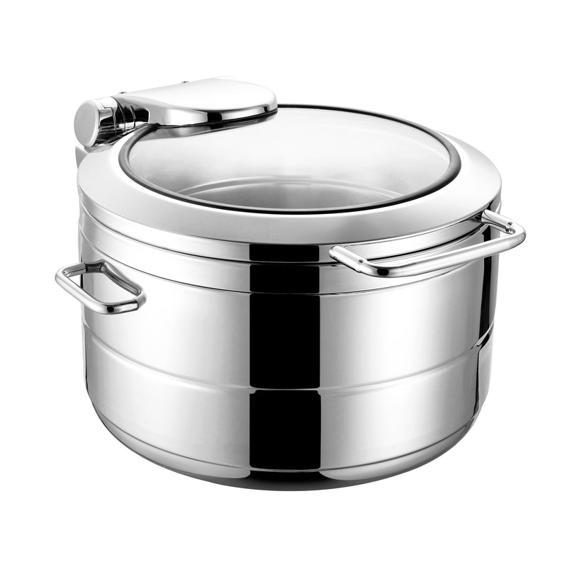 Vague Stainless Steel Round Soup Station with Glass Window Lid 11 Liter