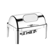 Vague Stainless Steel Rectangular Chafing Dish 9 Liter with Glass Window and Fuel Holder - Al Makaan Store
